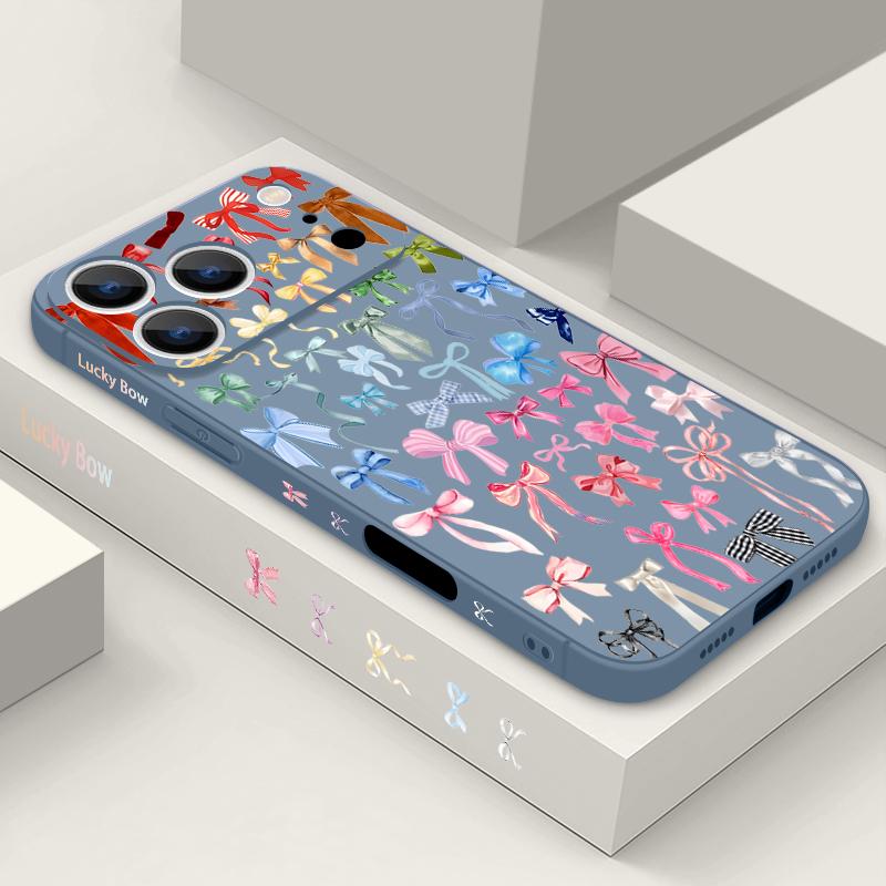 Чехол-шнурок с узором из разноцветных бантиков для iPhone 17 Pro Max iPhone 16 15 14 13 Pro Max 11 16E 17E Мягкая силиконовая задняя крышка телефона