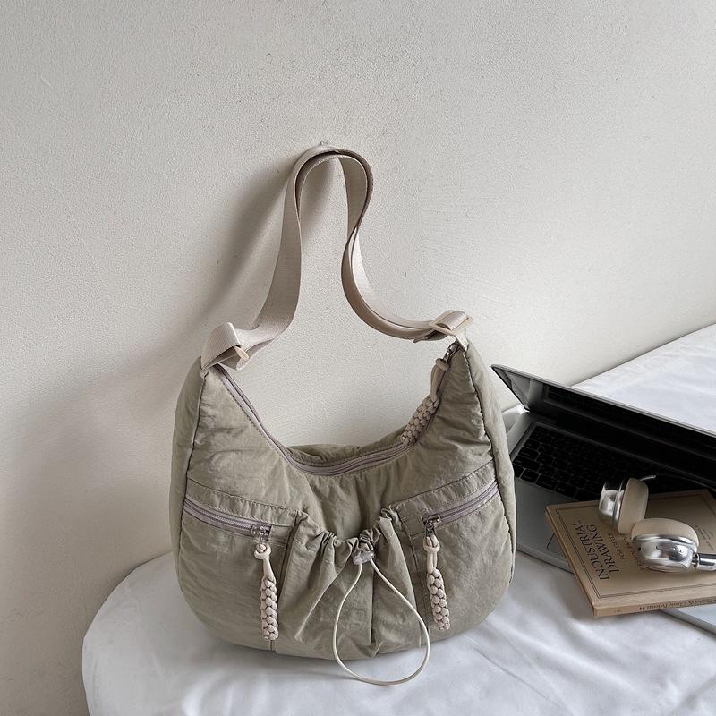 Свежая повседневная модная сумка-тоут для девочек, большая вместительная сумка-мессенджер для поездок на работу, плиссированная сумка на шнурке, легкая женская сумка через плечо