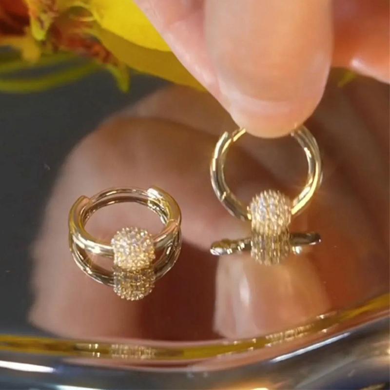 Элегантные Роскошные Серьги-клипсы в виде шара с полной бриллиантовой огранкой, Универсальный стиль, Уникальные нишевые серьги-клипсы, Модные украшения высокого класса