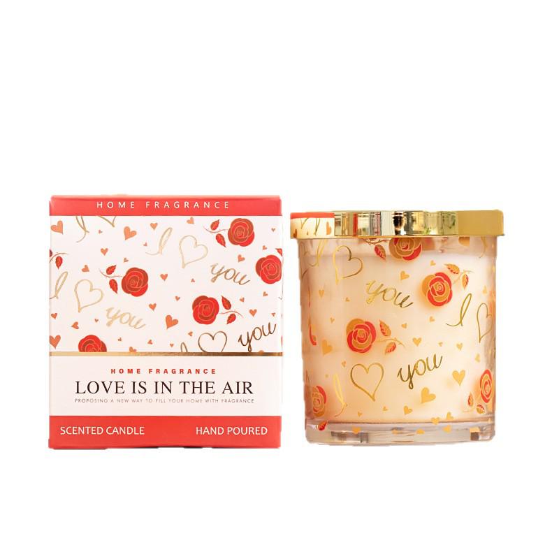 Rose Fragrance Soy Wax Scented Candle in Glass Cup - Perfect for Bedroom or Home, Gift Box Included