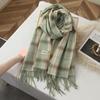 Korean Style Plaid Double-Sided Warm Thick Scarf for Couples and Students, Versatile Autumn/Winter Neck Warmer Shawl