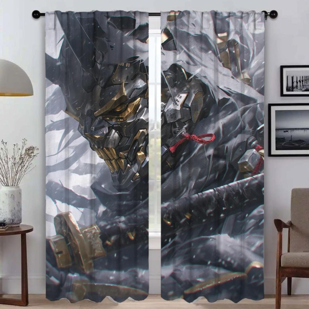 Ghost Warrior Anti-mosquito Curtains for Living Room Partition Shades Halloween Decoration Tulle for Bedroom Blackout Curtain
