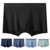 Men Boxer Underwear Slim Fit Patchwork Color Shorts Briefs Elastic Mid-Waist Design Smooth Lines U-Convex Panties