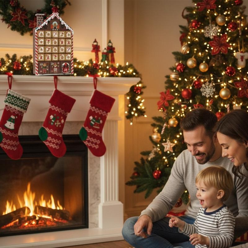 Wooden House Christmas Calendar With 24 Numbered Drawers For Storage Candy Chocolate Jewelry Gifts Holiday Decoration