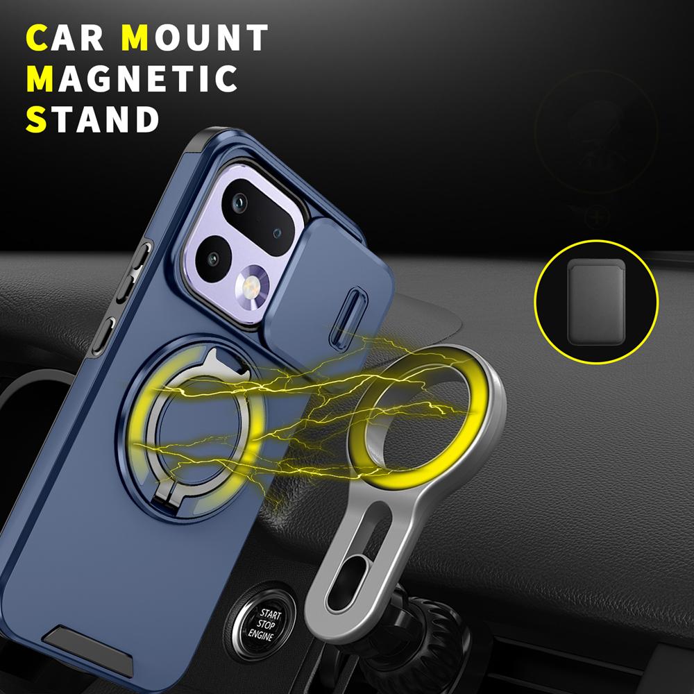KEYSION Чехол для телефона OPPO Realme 16 Pro 5G 16 Pro+ с кольцом-подставкой 360°, с защитой камеры-слайдера, магнитный, противоударный