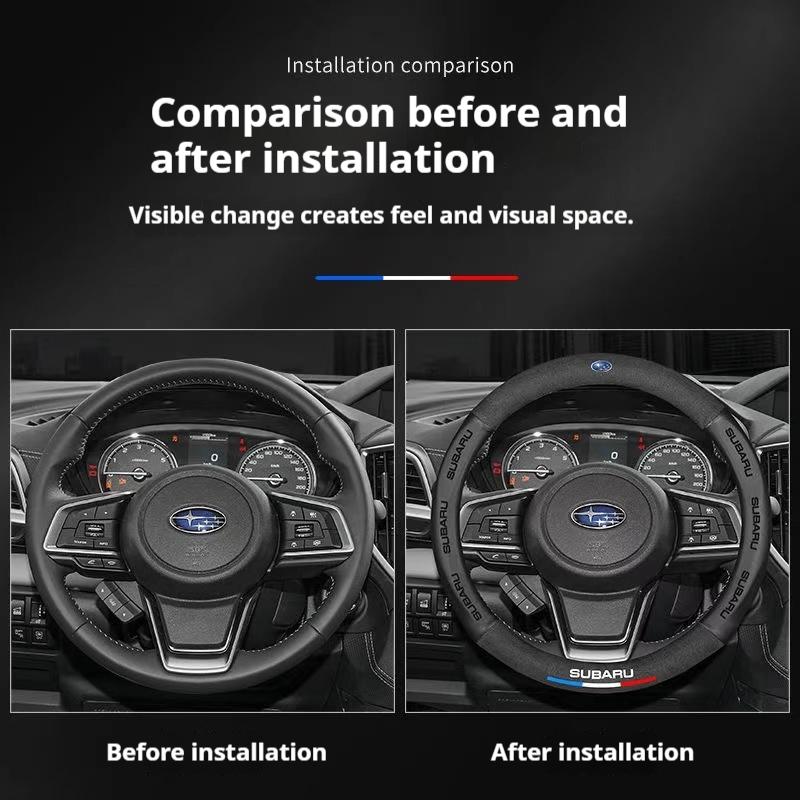 For Subaru STI Brz Wrx Xv Ascent Forester Outback Impreza Legacy Car Suede 3D Coining Logo Antislip Leather Steering Wheel Cover Y17