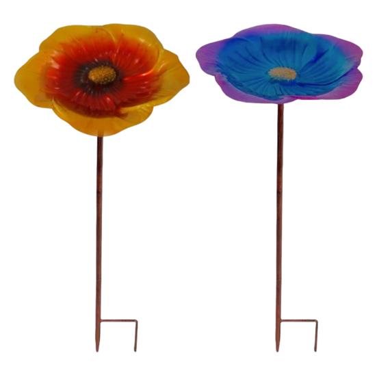 Metal Stake Vivid Flower Design Simple Installation Hummingbird Food Holder Bird Feeder