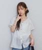 KIJIKO Ke207. Frill Stripe Shirring Blouse Ivory