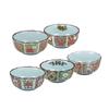 Yuuki Roman Small Plates (5 Pieces), Variegated Design, Old Imari Style, Gorgeous and Splendid [Arita Ware, Made In Japan]