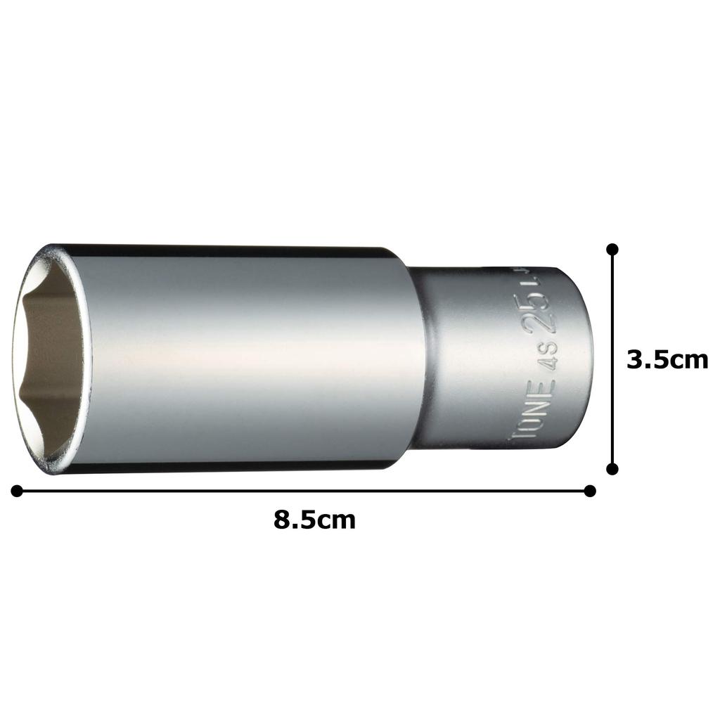 TONE Deep Socket Drive Angle Width Across Flats 25mm (Hexagonal) 4S-25L 12.7mm (1/2")
