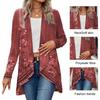 Женское осенне-весеннее пальто Vinage с цветочным принтом и открытой строчкой с длинным рукавом, неровный подол, свободная шаль в этническом стиле, женская куртка-кардиган средней длины, шаль
