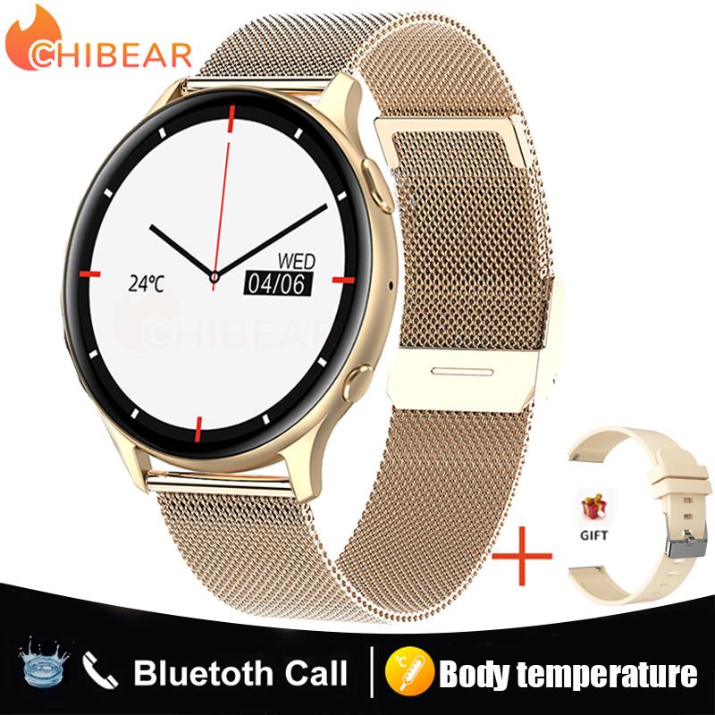 Chibear Bluetooth Call Smart Watch для мужчин и женщин, определение температуры тела, голосовой помощник, 360*360, полный сенсорный, водонепроницаемые смарт-часы