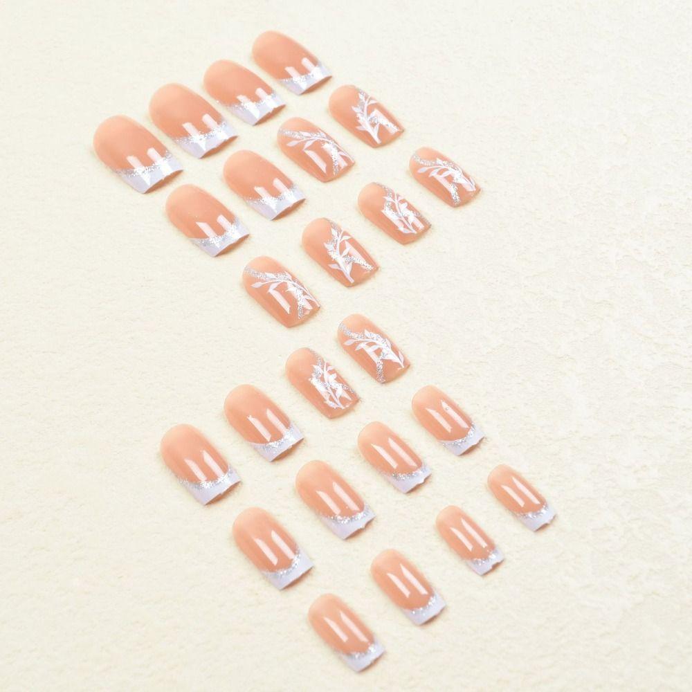 Nail Tips DIY Press on Nails Medium Length Wearable French Fake Nails