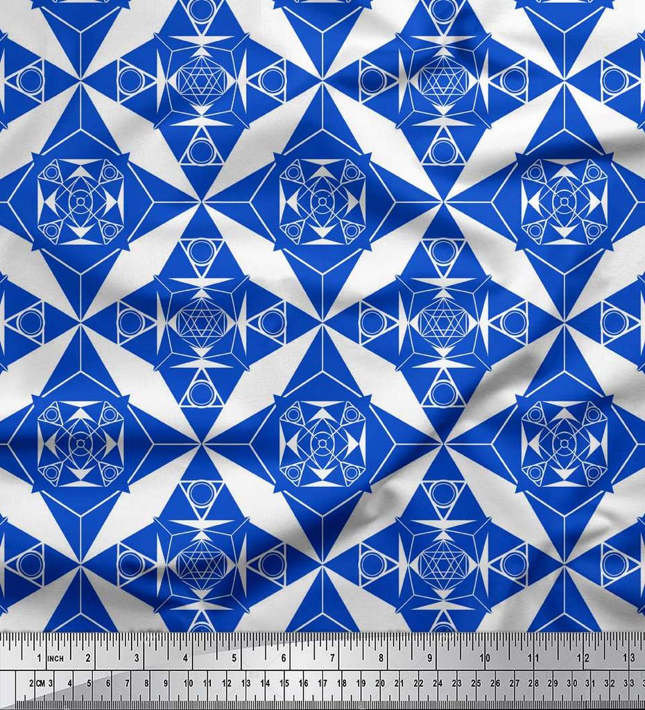 Soimoi Черная японская креп-сатиновая ткань с геометрическим звездным геометрическим принтом, ткань по метрам 42 дюйма