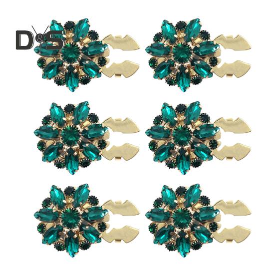 1/6Pcs Button Covers Faux Pearls Shiny Rhinestone Flower Shape Button Clip with Pliers Press Dress Suit Tux Accessories