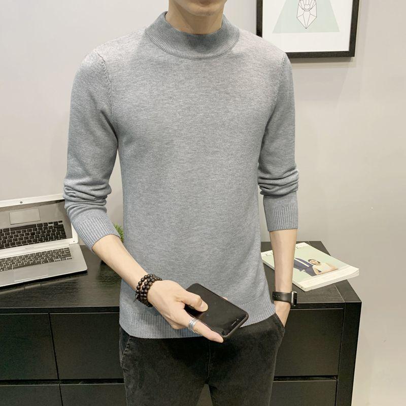 Осенне-зимний высококачественный мужской свитер, мужской пуловер с полувысоким воротником, мягкий и теплый вязаный свитер