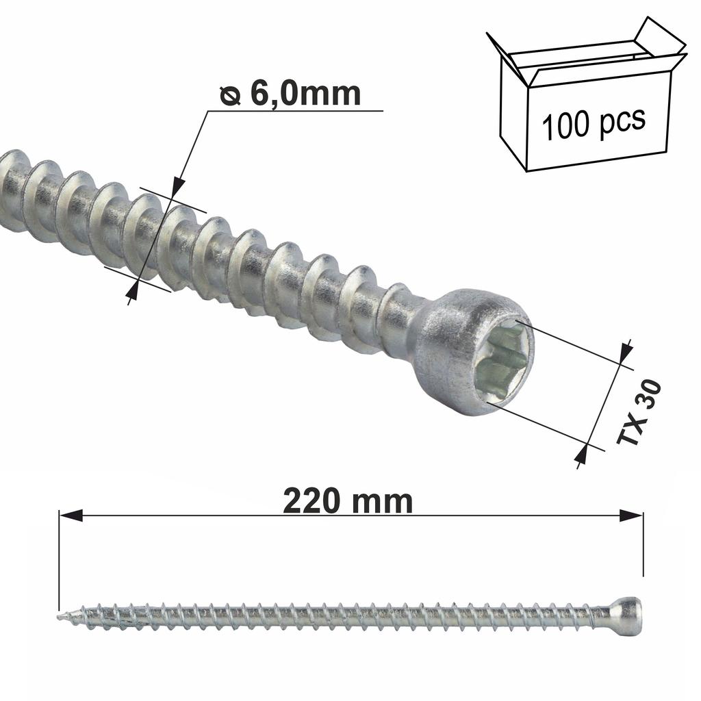 Full thread construction screws, cylinder head WKFC-06220(100)