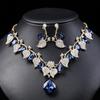 Vintage Necklace Ethnic Style Zircon Set Zircon Women's Necklace Set Water Drop Shape