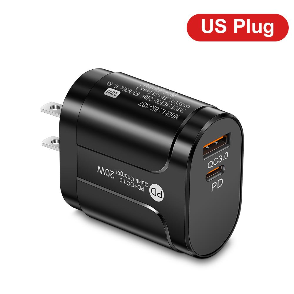 20 Вт USB Быстрая Зарядка PD Тип C Быстрая Зарядка Зарядное Устройство для Телефона EU/US Вилка Адаптер Для iPhone Xiaomi Samsung USB C Сетевое Зарядное Устройство