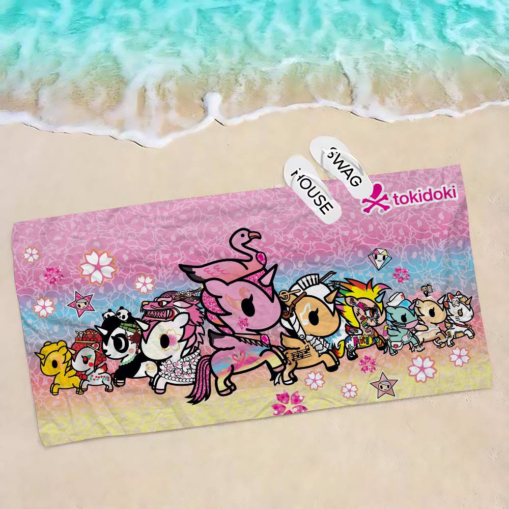 Кавайи T-Tokidoki Аниме Пляжное полотенце Цветные банные полотенца Для девочки Микрофибра Быстросохнущее Без песка Пляж Йога Спа Бассейн