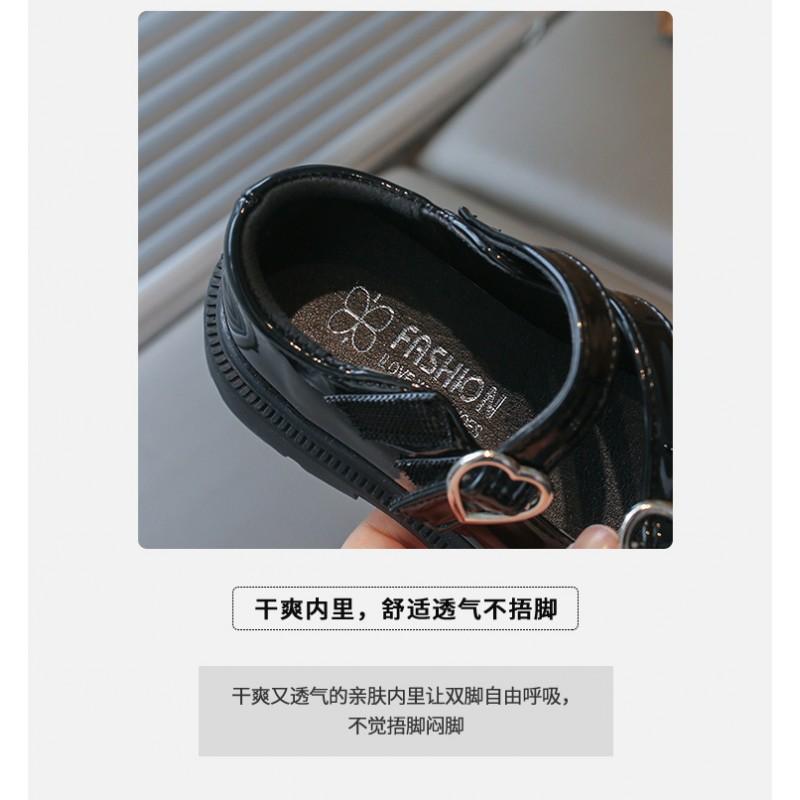 Girls Black Leather-Like Flat Shoes School Formal Performance Comfortable Soft Sole Kids Dress