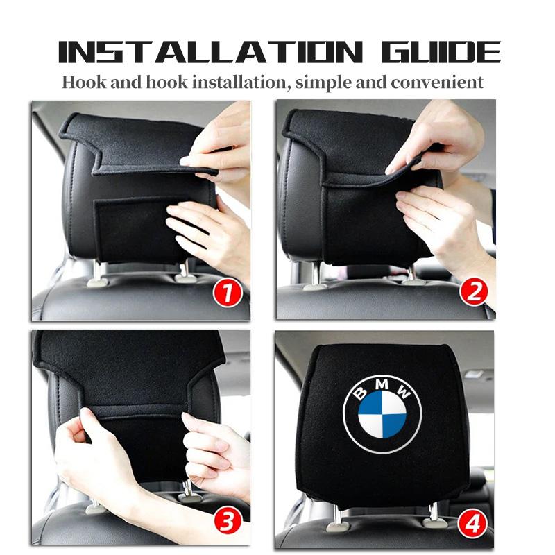 Car Seat Headrest Cover Auto Logo Head Pillowcase Accessories For BMW Performance M E87 E30 E46 E28 F35 G20 E93 F20 X3 X HS5