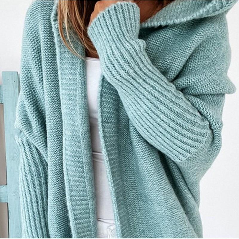 2026 Oversized Hooded Knit Sweater With Batwing Sleeves Soft Acrylic Blend Streetwear Loose Fit