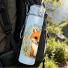 1PC Leaf Frame Fox Illustration 750ml Color Plastic Sports Water Bottle Leakproof Flip Straw Lid Suitable for Sports Office Home Use