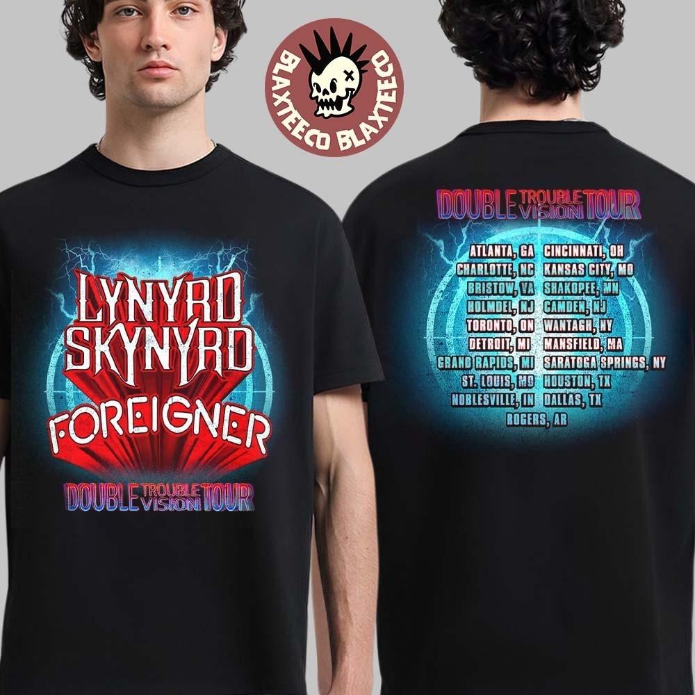 Foreigner X Lynyrd Skynyrd Double Trouble Vision Tour 2026 Футболка Унисекс Футболка