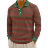 Men's Casual Striped Print Button-Up Long-Sleeve Tops