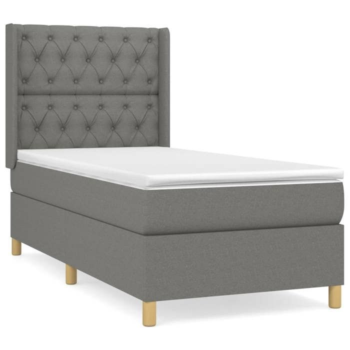 Maison Exclusive - Sommier à lattes de lit avec matelas Gris foncé 80x200 cm Tissu