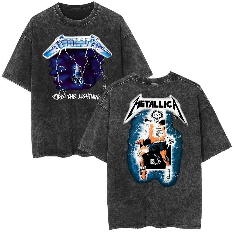 Винтажная стираная футболка рок-группы Metallica Ретро 2026 Высококачественная роскошь для мужчин и женщин Топ Y2k