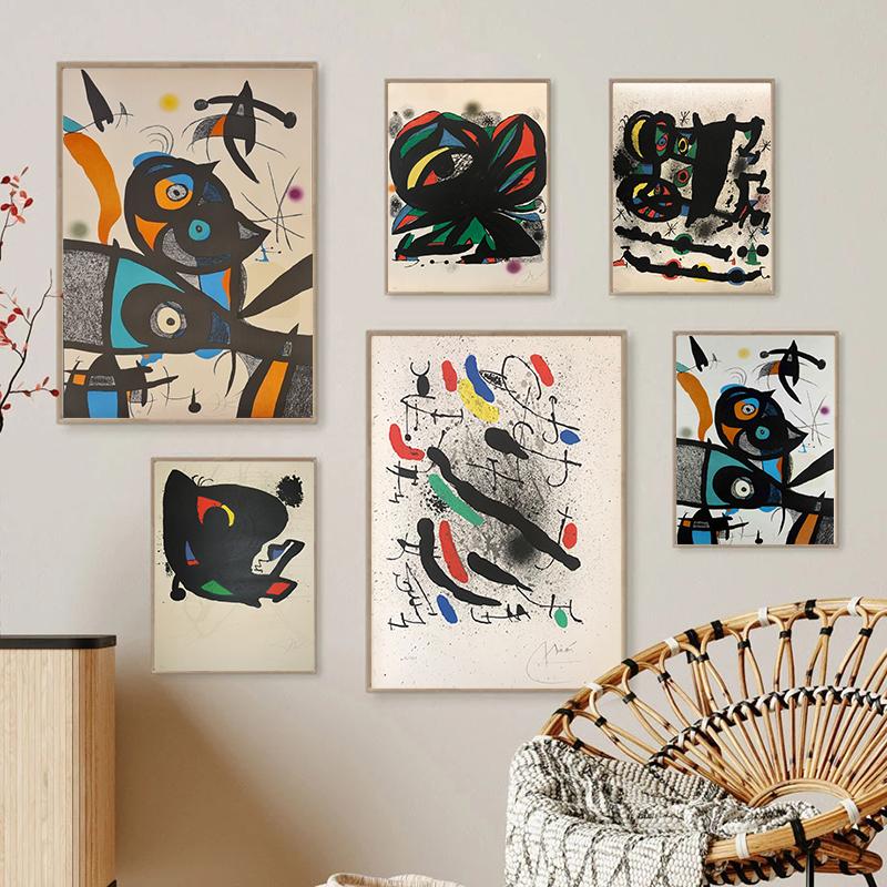 Винтажный Джоан Миро, известное произведение искусства, постер, холст, картина, абстрактная акварель, настенное искусство для современной гостиной, домашний декор, Куадрос
