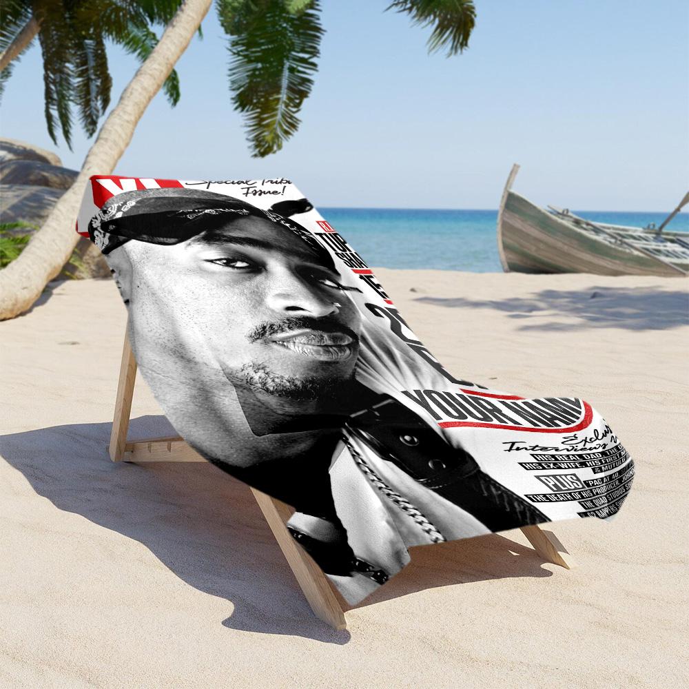 2pac Customize Your Name Beach Towel Super Soft & Absorbent Ideal for Travel Outdoor Swim Pool Yoga Surf Camping Hiking Gym Gift Holiday