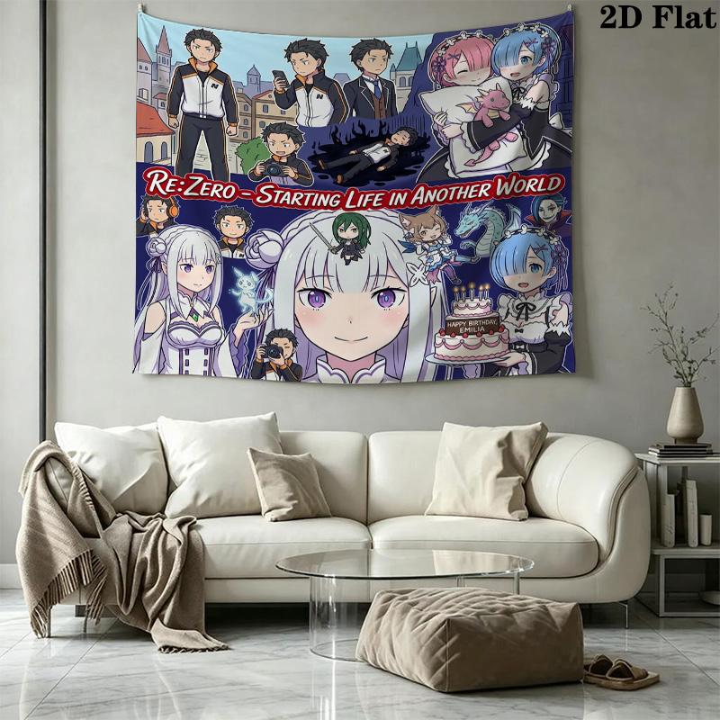 Re Zero Wall Tapestry Aesthetic Wall Hanging Printed Fabric Blanket Decorative Tapestries For Bedroom Living Room Home Decor