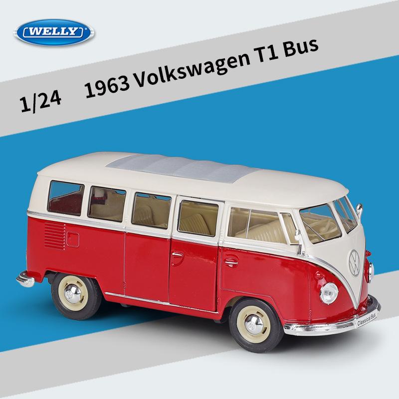 WHAQY1 WELLY 1:24 Volkswagen VW T2 T1 BUS Alloy Car Diecasts & Toy Vehicles Car Model Miniature Scale Model Car Toy For Children