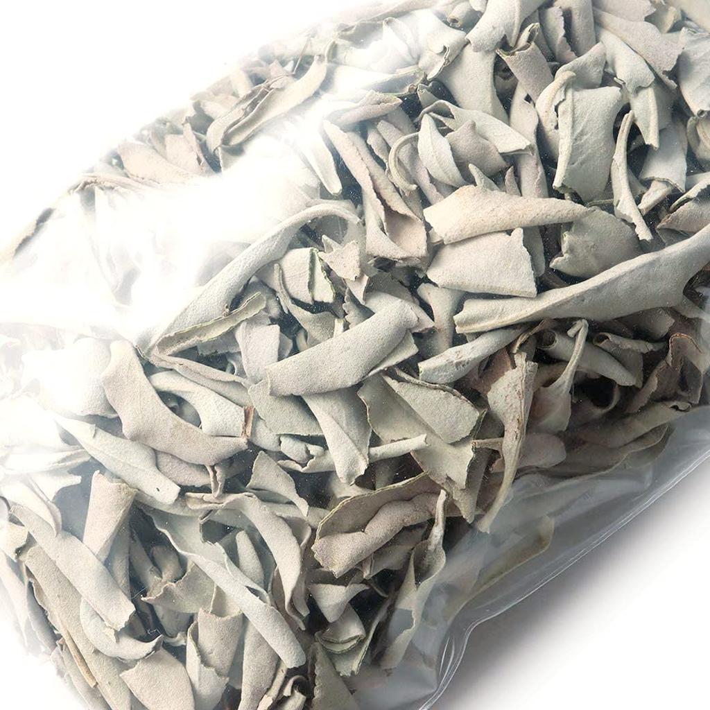 [ЗОЛОТОЙ КАМЕНЬ] Белый шалфей без пестицидов из Калифорнии, примерно 50 г (Без веток, Измельченный)