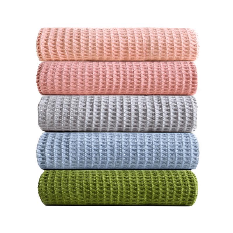 Lusu Pure Cotton Tassel Bath Towel Shawl for Home - Unisex Waffle-Texture Wrap or Nap Blanket