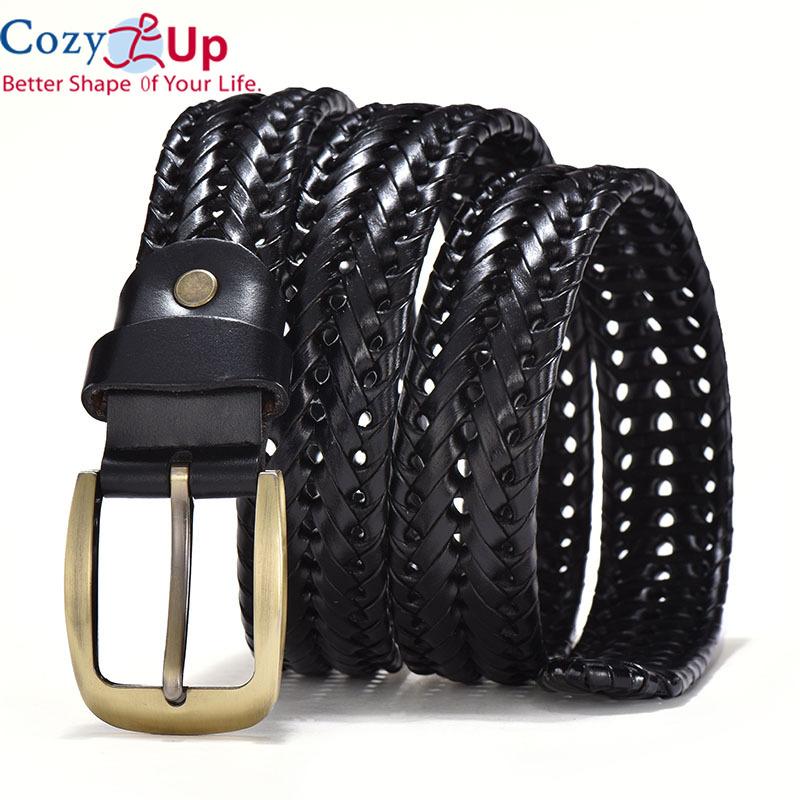 Cozy Up Braided Belt for Mens Woven Belts Luxury Genuine Leather Cow Straps Hand Knitted Designer Men for Jeans Girdle Male 100-125CM