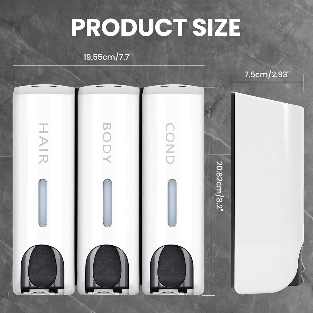 Настенный дозатор для мыла и шампуня с двумя головками