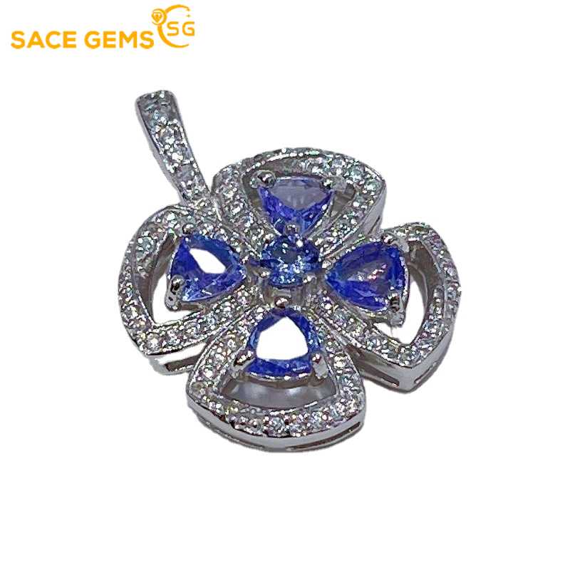 Sace Gems Ожерелья-подвески из стерлингового серебра 925 пробы 4 мм с натуральным танзанитом для женщин, два способа ношения, ювелирные украшения на день рождения