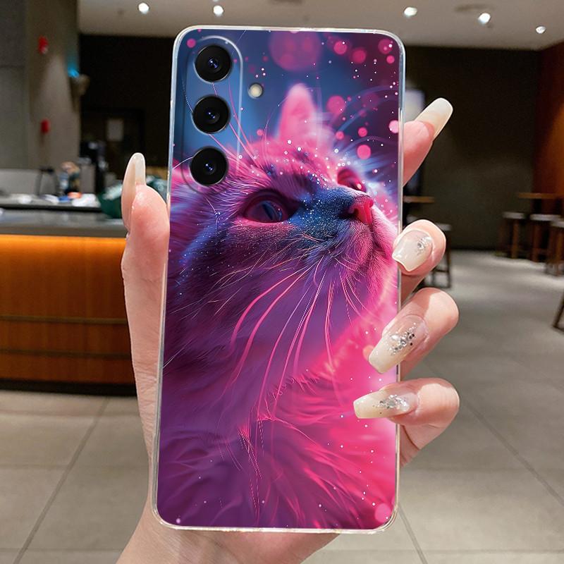 Для Samsung Galaxy S26 S26+ S26Ultra Чехлы Эстетичные Милые Кошка Астронавт Прозрачная Задняя Крышка Для Samsung S26 Ultra Plus Funda Coque