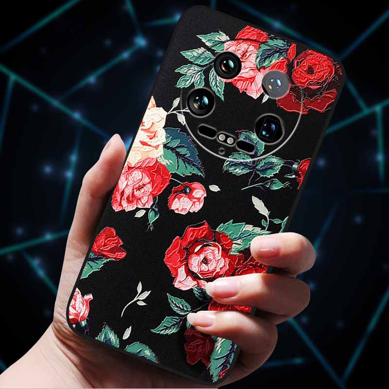 For Xiaomi 14 Ultra Case 15Ultra 13Ultra Soft Silicone Bumper 3D Flowers Emboss Phone Cases for Xiaomi 15 Ultra Back Cover Funda