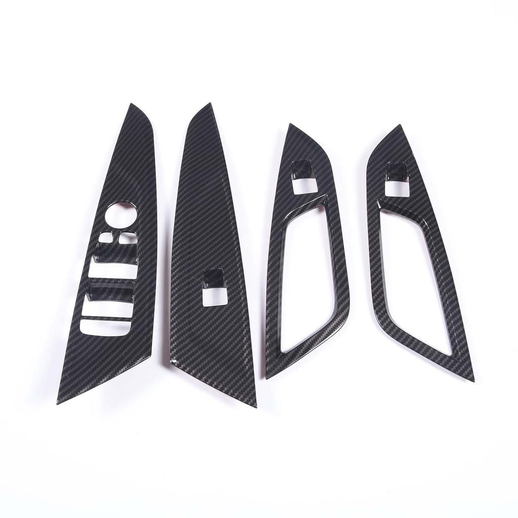 For BMW 4 Series G22 G23 G26 - ABS Carbon Fiber/Black Car Window Lift Button Decorative Sticker Car Interior Accessories