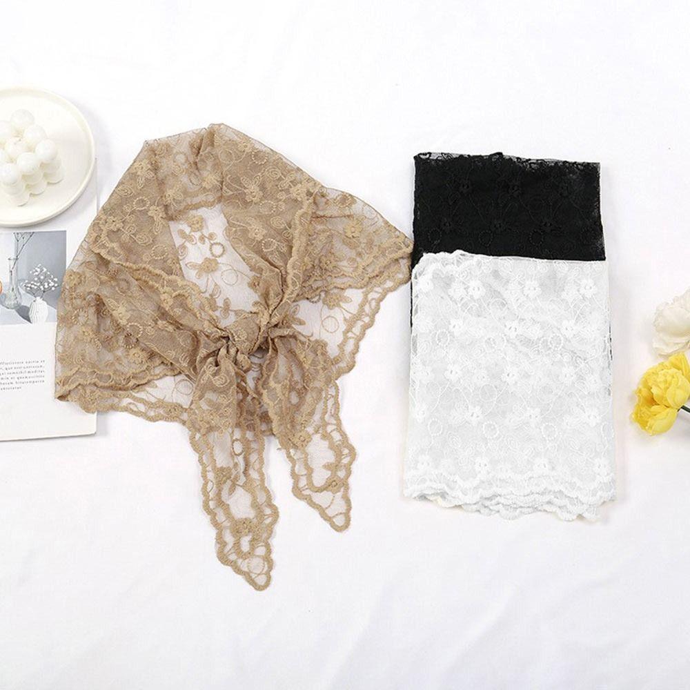 Soft Lace Triangle Scarf Elegant Headband Hair Band Summer Bandana Kerchief for Women