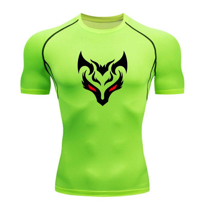 Men's Compression Fitness Sport T-Shirt, Cool Demon Mask Red
