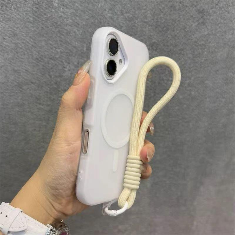 Для Magsafe Конфетный Контрастный Шнурок Магнитный Чехол для iPhone 17 16 15 Pro Max 14 Plus 11 12 13 17 Air Ремешок на Руку/Запястье Матовый Чехол