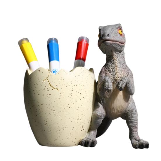 Dinosaur Pen Holder Resin Desk Ornament Cute Dino Toothbrush And Toothpaste Holder Makeup Brushes Organizer Fun Dinosaur Decoration