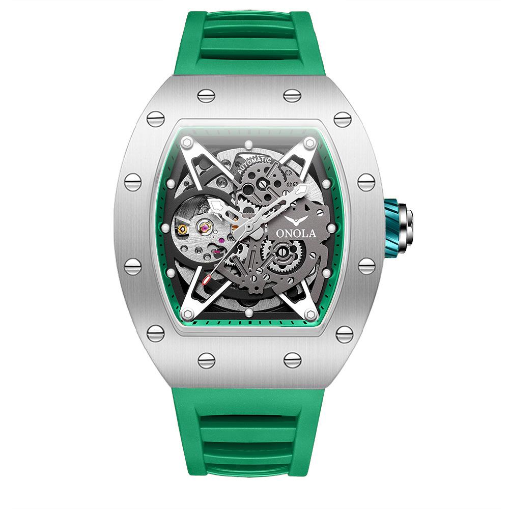 Новые полностью автоматические механические часы для мужчин с силиконовым ремешком, спортивные водонепроницаемые часы для мужчин