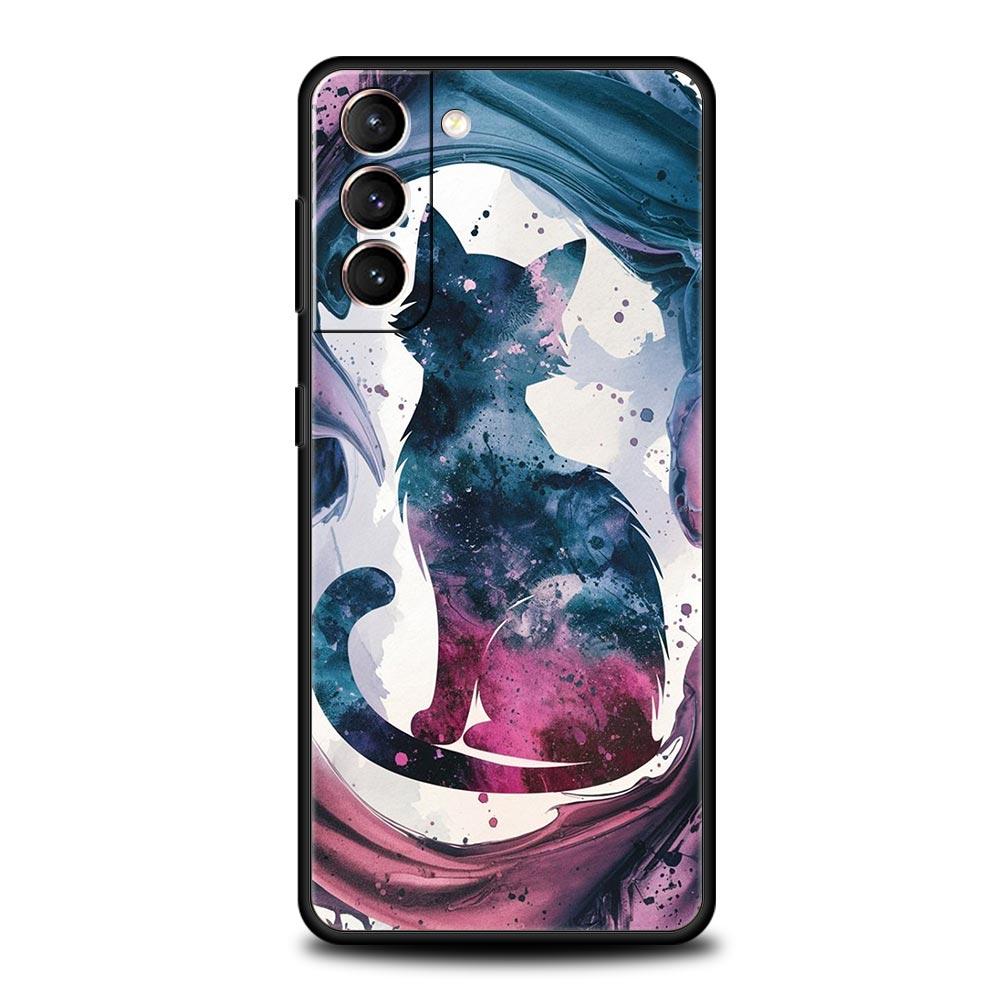 Милый Чехол для Телефона с Кошкой для Samsung Galaxy S26 S25 S24 S23 S22 S20 S21 FE Ultra S25 Edge Plus 5G Мягкий ТПУ Чехол Fundas Capas Сумки